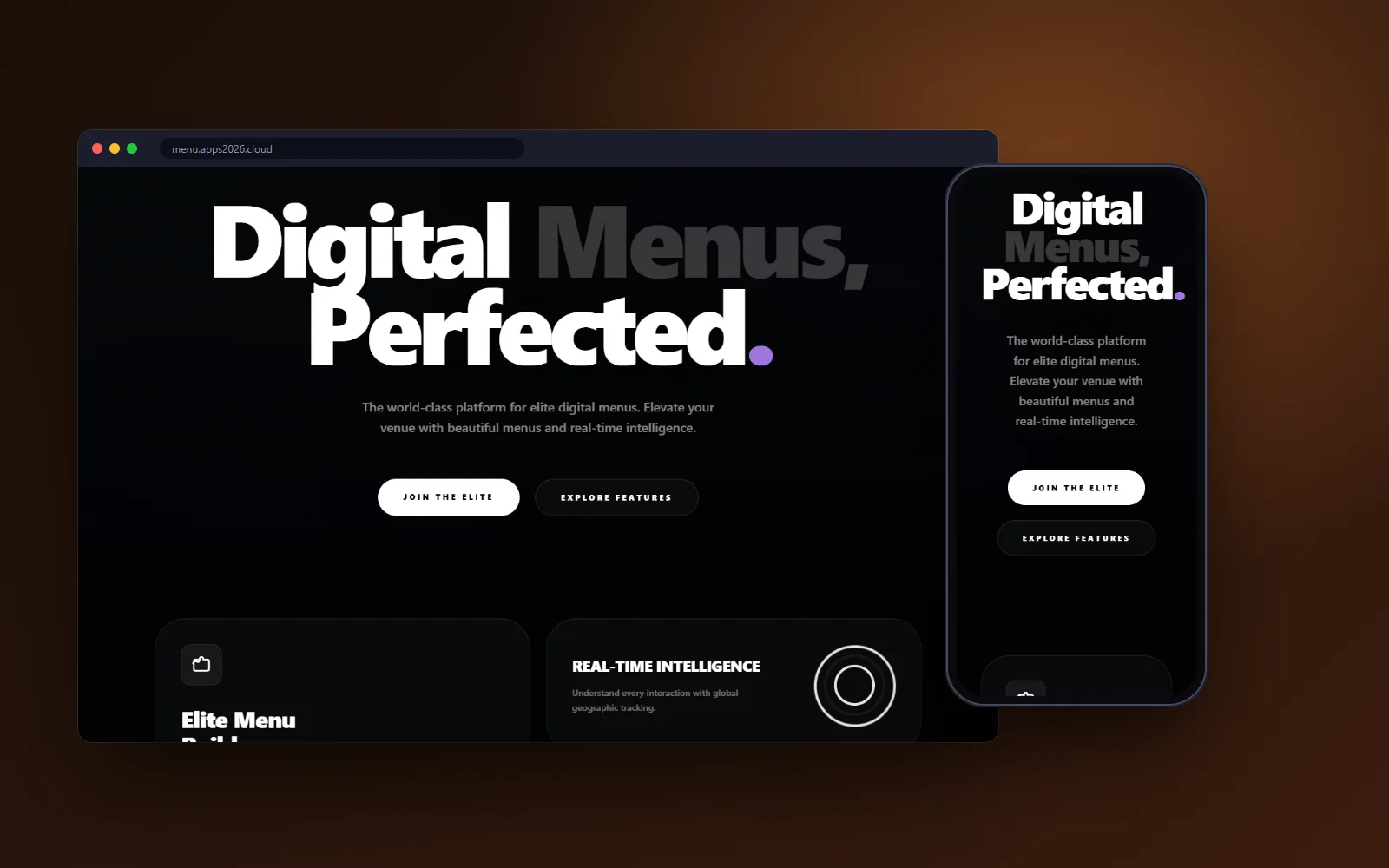 Q-Menu digital menu platform on desktop and mobile
